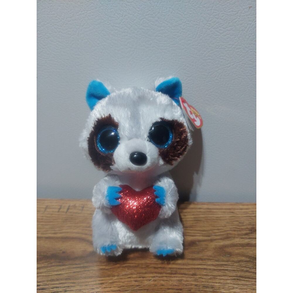 Ty Beanie Boos - THIEF the Valentines Day Raccoon 6" NEW MWMTs Plush Stuffed Toy